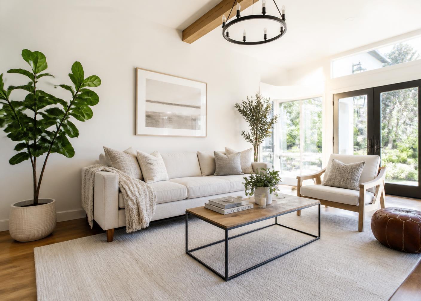 Immaculate, freshly cleaned living room with natural light